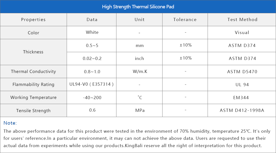 kingbali High strength thermal silicone pad